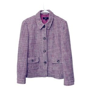 Talbots Wool Blend Tweed Blazer | Pink Black | Size 14P